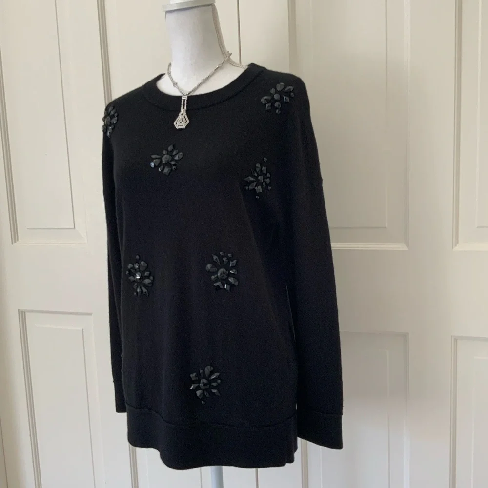 Kate Spade black wool blend embellished sweater M